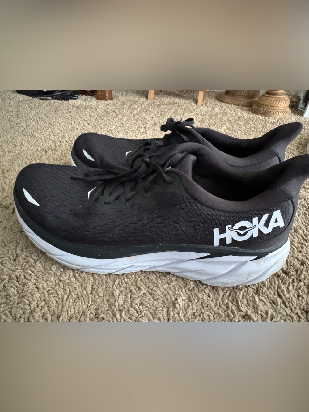 Hoka Kids Black and White Running Sneakers